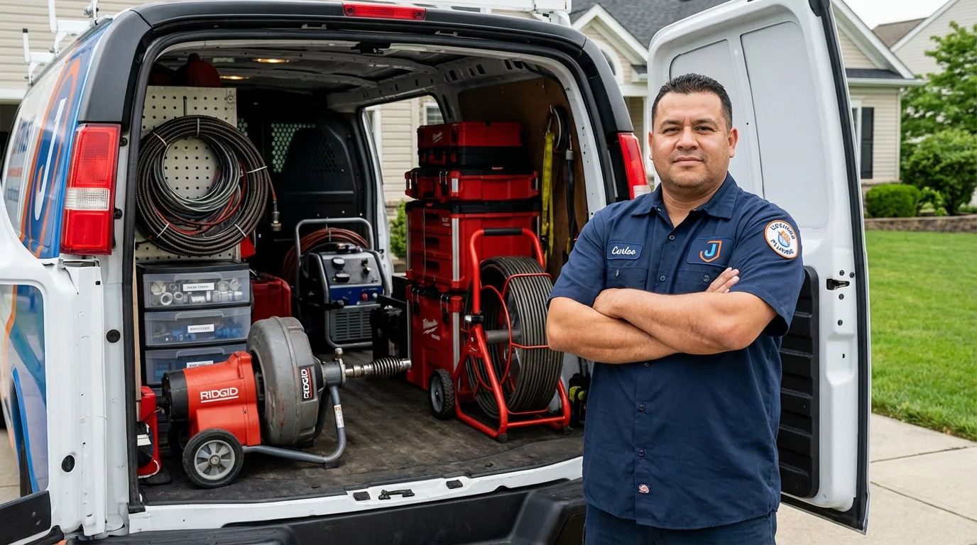 Professional drain cleaning equipment and Johns Plumbing LLC plumber in Mannford