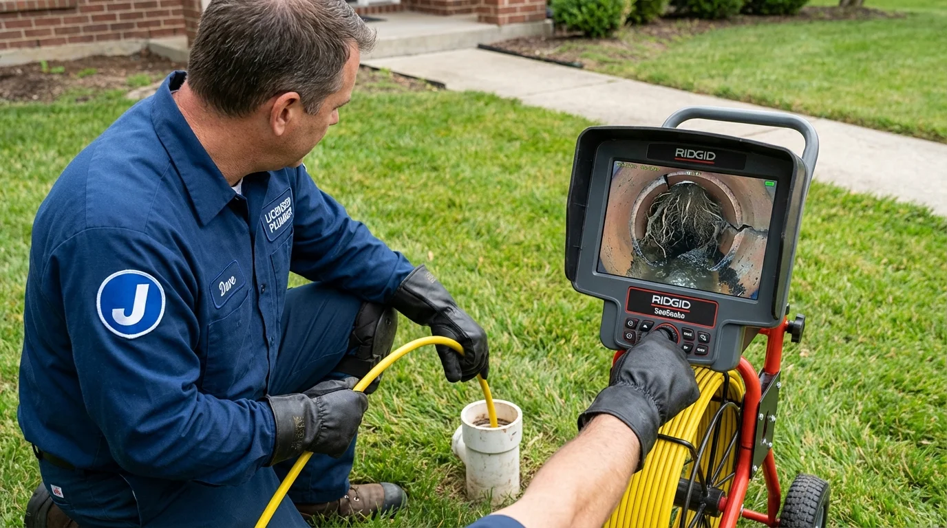 Sewer camera inspection being performed by Johns Plumbing LLC in Mannford
